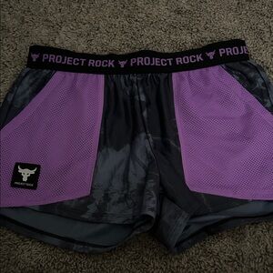 Under Armour Project Rock Black and Purple Girls' Athletic Shorts